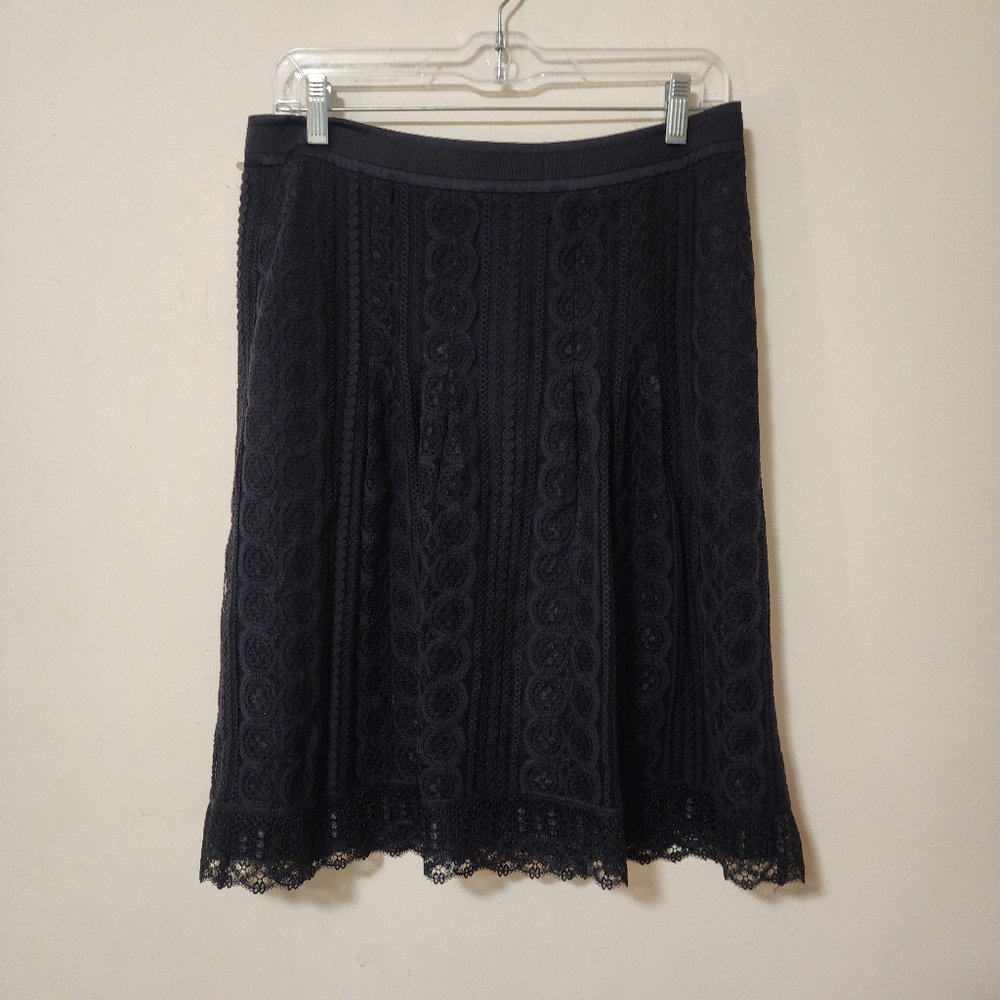 Ann Taylor Black Lace A-Line Skirt
